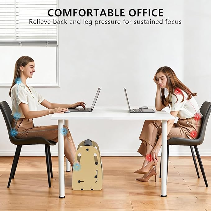 Adjustable Wooden Under Desk Foot Rest｜15.75” Height｜Detachable｜Interchangeable Leather & Massage Pads｜for Office/Home/Gaming/Study Desk Essentials - Purple