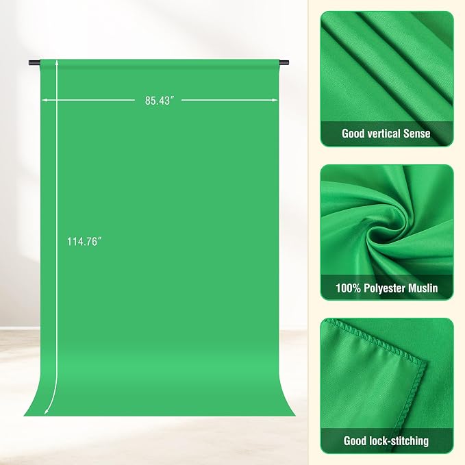 Forlogic Green Screen Backdrop Kit with Stand, 8x7.2ft Portable GreenScreen Background Stand for Streaming Video and Photography Shoots