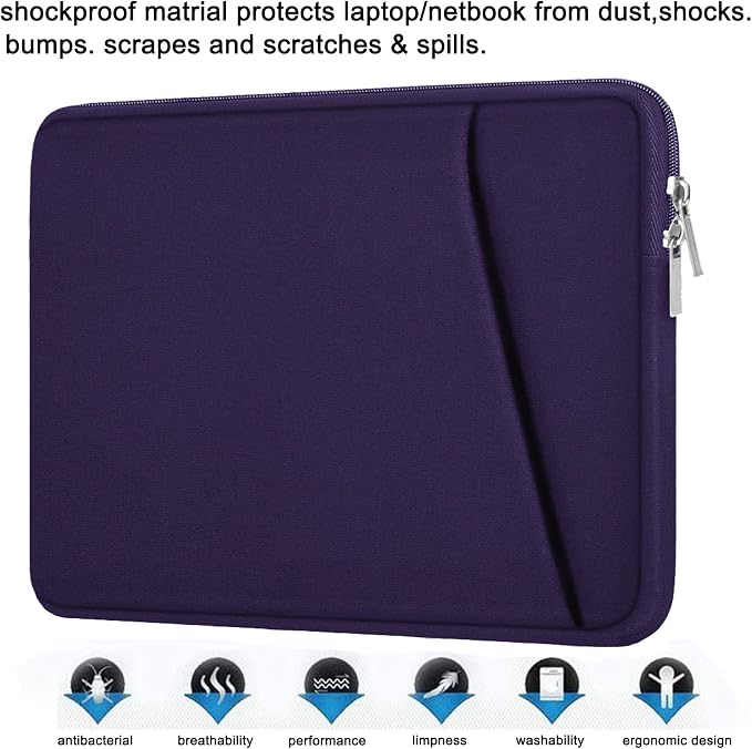 Laptop Sleeve Case 15.6 inch, Shockproof Protective Cover, Handbags Portable Laptop Bag for 15.6 inch HP Dell Asus Lenovo Notebook Computer Case with Front Pocket, Purple