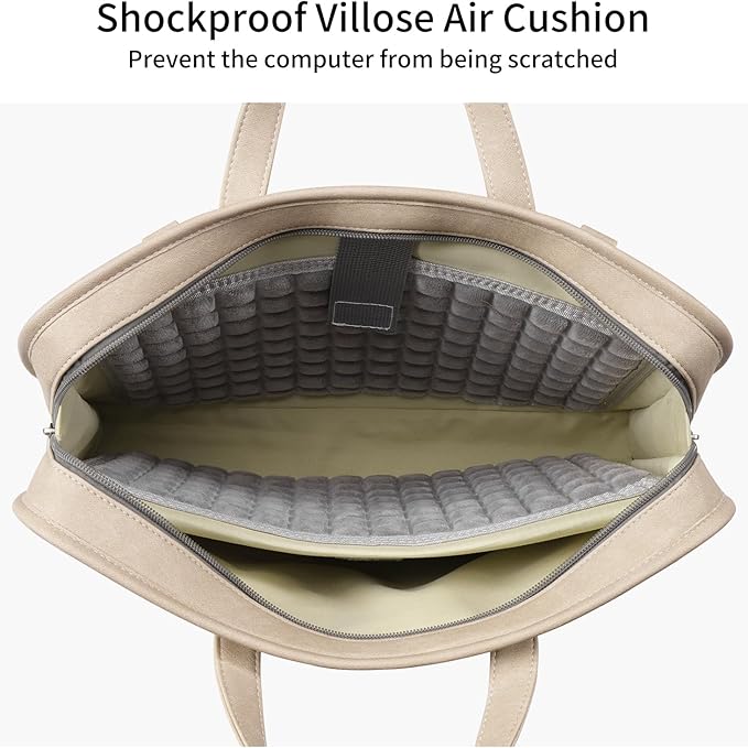 360° Protective Laptop Shoulder Bag Sleeve Case for 13-14.2 inch Notebooks, Compatible with 14 inch New MacBook Air Pro Max M4 M3 M2 M1, HP, Dell, Asus, Acer, with Airbags, Handle, Khaki