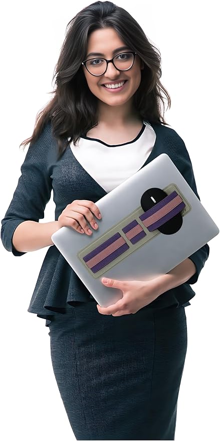 AMOZIFY® Space-Efficient Anti-Slip Organizer, Mouse Holder for Laptop Stick On, 3-Slot Band Laptop Pocket Adhesive | Hard Drive Holder (Purple-Pink)