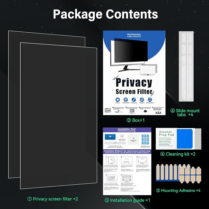 [2 Pack] 22 Inch Computer Privacy Screen for 16:10 Aspect Ratio Widescreen Monitor, Eye Protection Anti Glare Blue Light Computer Monitor Privacy Filter, Removable 22 in Protector Film