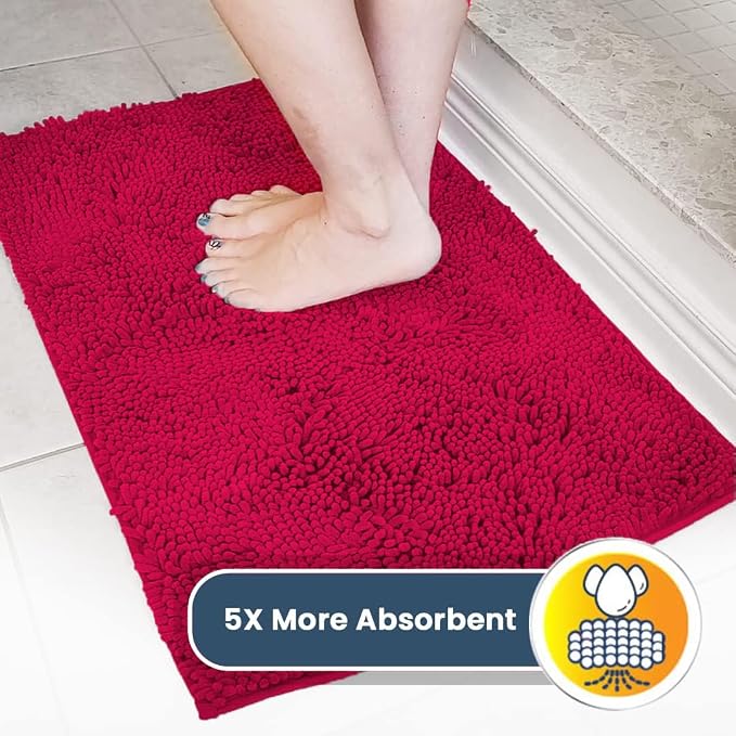 Muddy Mat® | Super Absorbent Door Mat Indoor, Microfiber Quick Dry Chenille Entryway Rug, Non-Slip Front Door Mat, Indoor Mats for Entryway, Machine Washable Pet Rug, Maroon 24"x36"