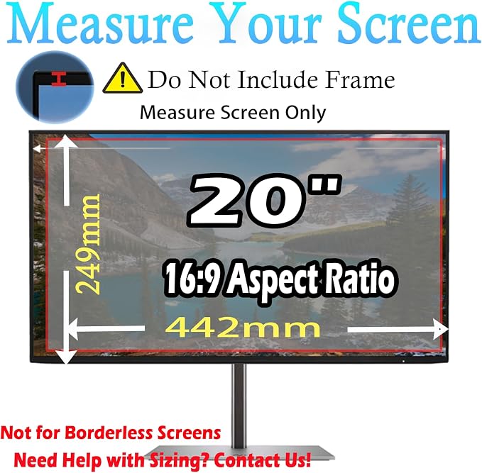 22 Inch Privacy Screen for Computer Monitor, 16:10 Anti-Spy Filter for Laptop & PC Display, Blue Light Blocking Anti-Glare Reversible Protector Film, Easy Slide-Mount Installation(22 Inch Widescreen(16:10))