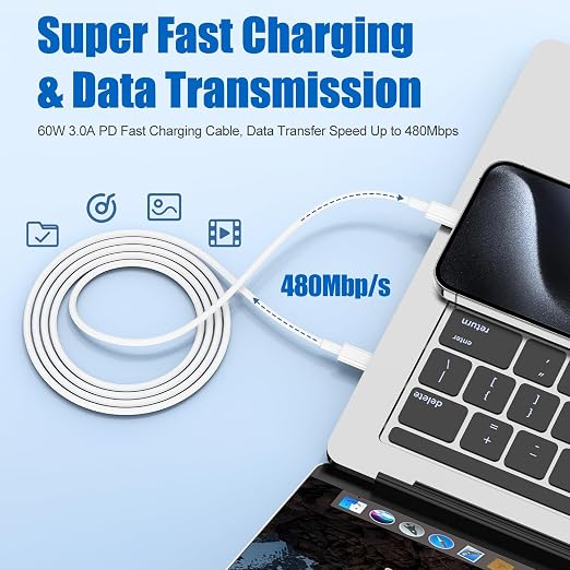 iPhone 16/15 Charger Fast Charging, 2Pack 20W PD USB C Fast Wall Charger Block with USB C to C Fast Charging Cable Cord Compatible with iPhone 16/15/15 Pro/15 Pro Max/15 Plus,iPad 12.9/11/10.9/Air 5/4