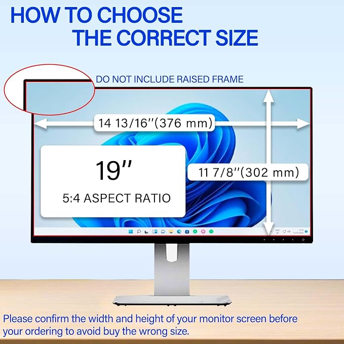 [2 Pack] 19 Inch Privacy Screen Protector - 95% Blue Light Blocking, Anti-Glare Monitor Filter for 5:4 Widescreen - Anti-Scratch Privacy Shield