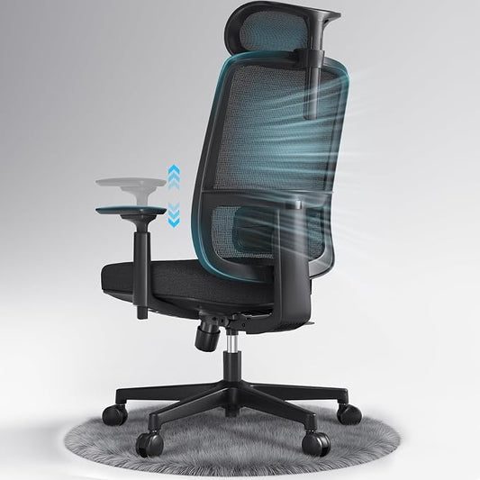 ErgoSift M1 Ergonomic Office Chair Mesh Chair, Home Office Desk Chairs with Adjustable Lumbar Support, Comfortable Computer Gaming Chair, Office Chair for Long Hours (Black)