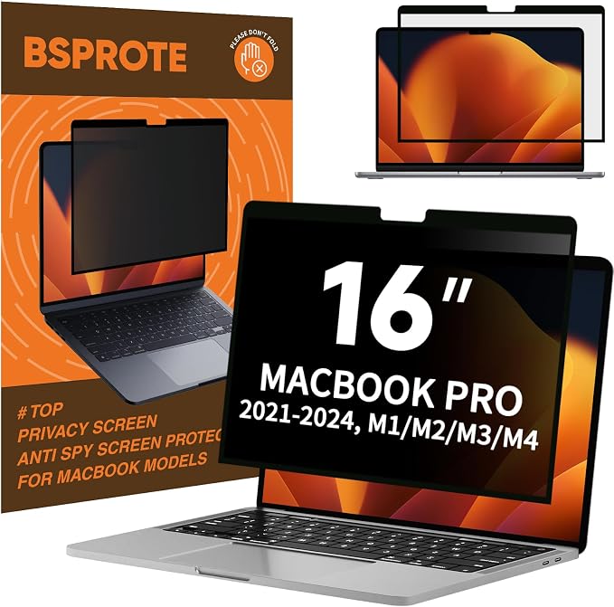 Privacy Screen for MacBook Pro 16 Inch (2021-2024, M1, M2, M3, M4), Removable Anti-Spy Filter for Mac Pro 16.2", Eye Protection HD Anti-Scratch