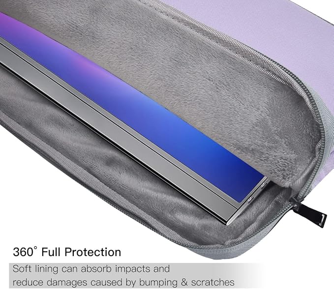 Portable Monitor Case 15.6 Inch, Carrying Computer Bag Compatible with KYY Lepow GTEK ViewSonic ZSCMALLS AOC 15.6 Inch Portable Display Monitors, Purple