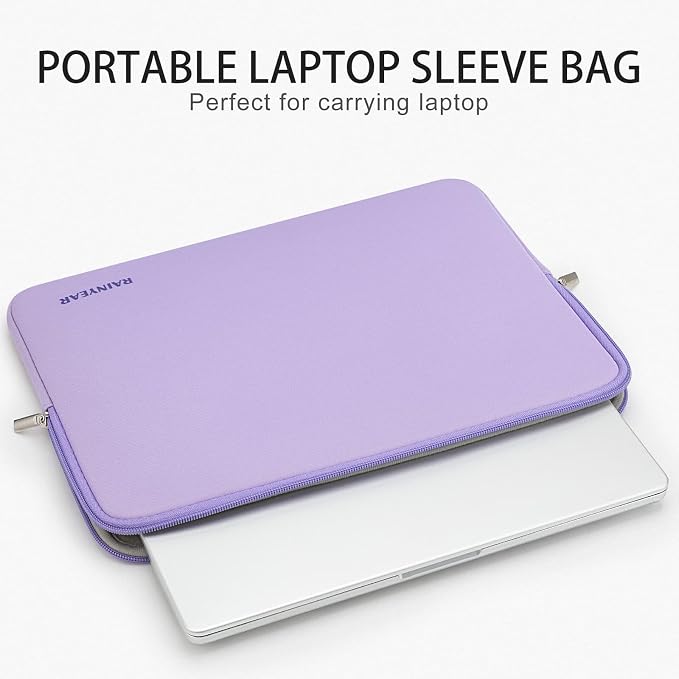 RAINYEAR 14 Inch Laptop Sleeve Case Compatible with 14 Inch Laptop Computer PC Notebook Ultrabook, Protective Soft Padded Lightweight Laptop Carrying Bag Cover, Purple
