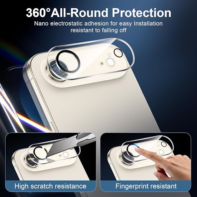 NEW'C 3x Screen Protector for iPhone Air (6.5 inches)+ 3x Camera Lens Protector, Sensor Protection, Case Friendly Tempered Glass Film, Ultra Resistant, Easy installation tool include