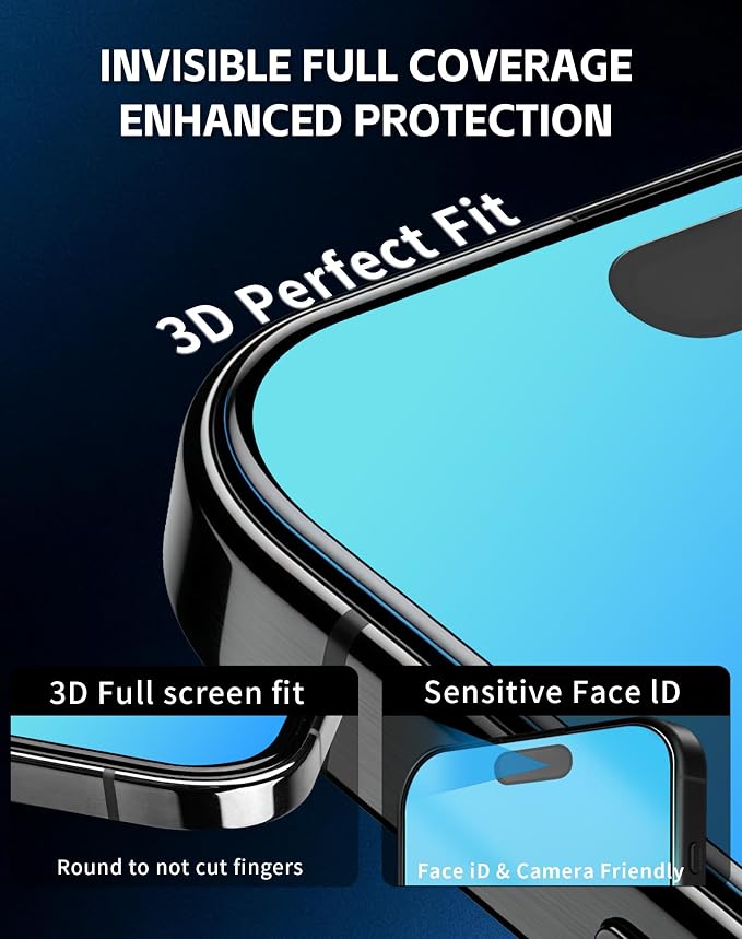 2 Pack for iPhone 17 Privacy Screen Protector [6.3 inch] Anti-Spy Private Tempered Glass Film Accessories Anti-Blue Light 9H Hardness No-Bubble Full Coverage Easy Installation