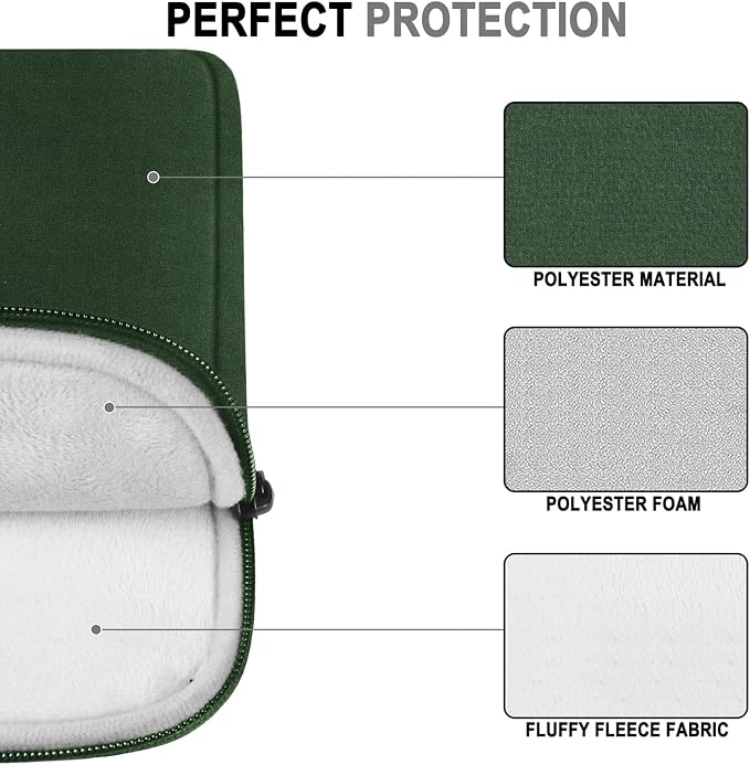 Laptop Case Bag 14 Inch, Water Resistant Traveling Computer Cover with Handle, Shockproof Protective Carrying Laptop Sleeve Compatible for 14 Inch MacBook Air/Pro, HP, Dell, Lenovo, Green