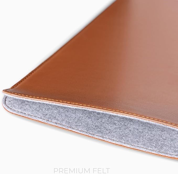 Comfyable Laptop Sleeve 15 Inch Precisely Compatible with MacBook Air 15" M5 M4 M3 M2 2026, Faux Leather Cover Case, Brown