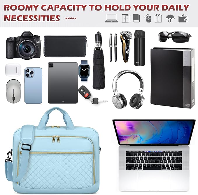 NEWHEY Laptop Bag 17.3 Inch Laptop Briefcase for Women Men Waterproof Shoulder Messenger Bag Large Computer Bag for Business Office Work College, Blue