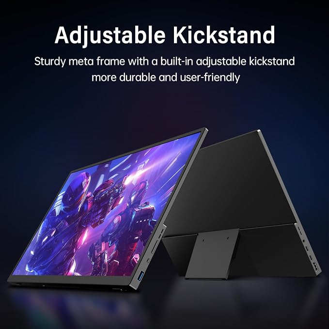 18.5 Inch Portable Monitor 100Hz FHD USB-C HDMI Travel Monitor Second Screen Display Extender with Built-in Kickstand, VESA & Speakers, Eye Care HDR Gaming Monitor for Laptop, PC, PS5, Xbox