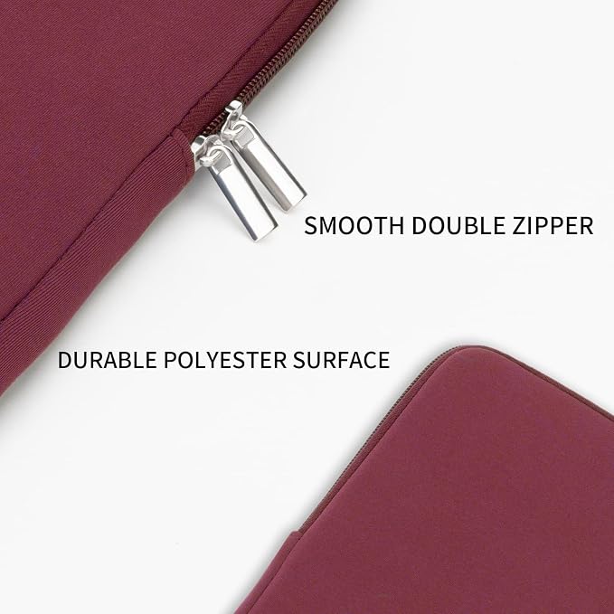 RAINYEAR Laptop Sleeve Case Compatible with 13.3 Inch Notebook Computer Tablet Chromebook 14" MacBook Pro/Max M1 M2 M3 M4 M5 Soft Carrying Bag Zipper Protective Cover with Accessories Pouch (Red)