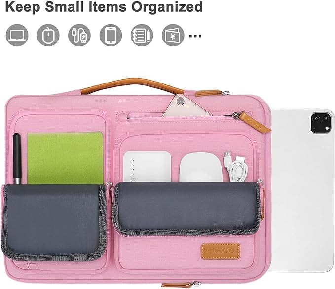 MOSISO 12.9 inch Tablet Sleeve Case for iPad Pro 13 M4 & iPad Air 13 M3 M2, iPad Pro 12.9 M2 M1 6/5th with Magic Keyboard&Smart Keyboard Folio, Side Open Carrying Bag with 4 Zipper Pockets, Pink