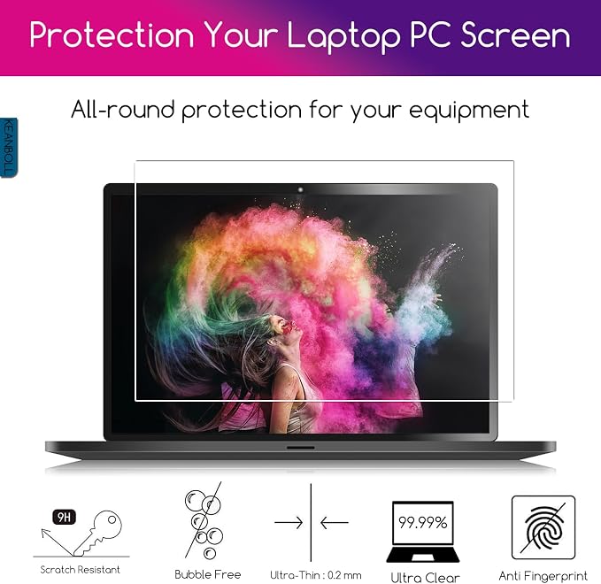 15.6 inch Laptop Screen Protector Tempered Glass Compatible with Other All 15.6" Laptops Portable Monitor with 16:9 Aspect Ratio,(345x194 / W x H)-Ultra Clear & 9H Hardness ,15.6 Tempered Glass Shield