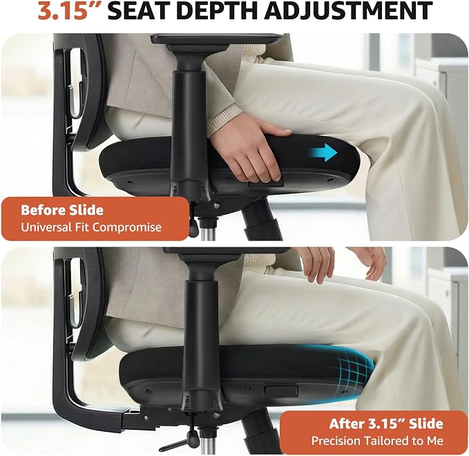 ErgoSift M1 Office Chair Ergonomic Desk Chair, Home Mesh Office Desk Chairs with Adjustable Lumbar Support, Comfortable Computer Gaming Chair, Office Chair for Long Hours (Black)