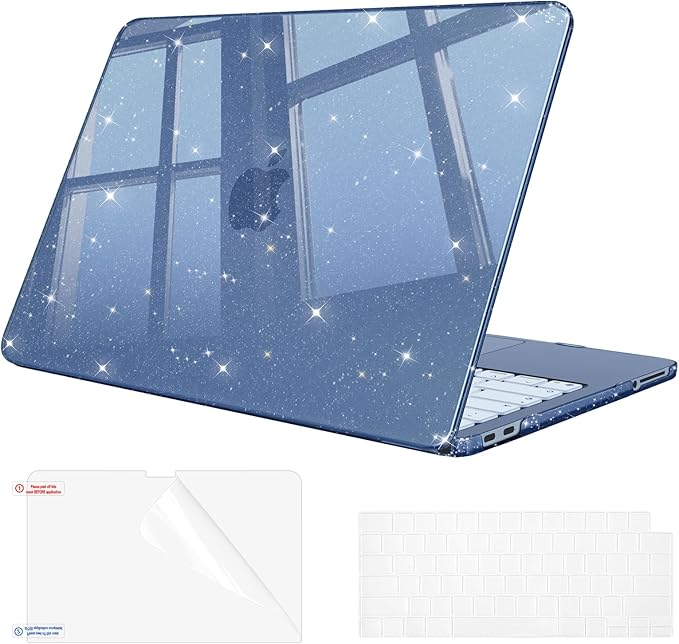Fintie Compatible with MacBook Neo 13 Inch Case 2026 Model A3404 with A18 Pro Chip, Ultra-Thin Scratch Resistant Protective Hard Shell Cover with Keyboard Skin & Screen Protector (Glitter Indigo)