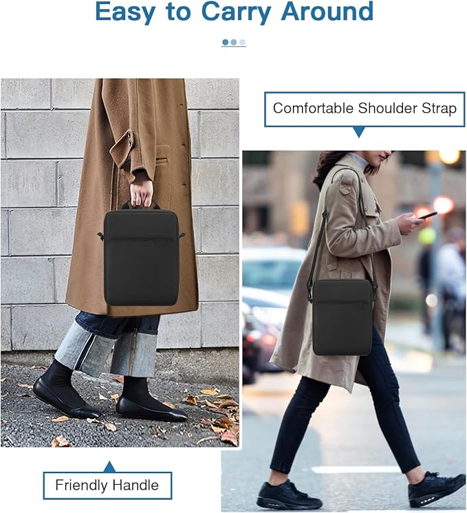 MoKo 9-11 Inch Tablet Sleeve Bag Handle Carrying Case with Shoulder Strap Fits New 11-inch iPad Pro M5/iPadAir M3, i-Pad 10 10.9, iPad 9/8/7th 10.2, i-Pad Air 5/4th 10.9, Tab S8/S9 11, Black