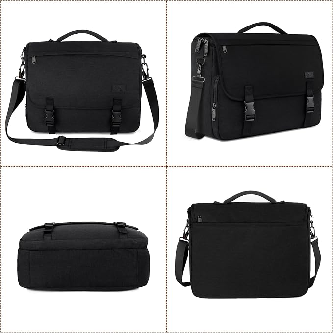 MATEIN Messenger Bag for Men, Teen School Bag Lightweight 17.3 inch Laptop Briefcase, Large Crossbody College Satchel Computer Work Office Case with Shoulder Strap, College Student Gifts, Black