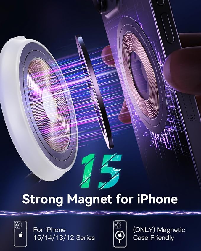 JARGOU Foldable Wireless Charger for iPhone with Magsafe Charger Stand, Fast Magnetic Phone and Watch Charger Station for iPhone 17 Air 16 15 14 13 12, for Apple Watch Charger, for AirPods (White)