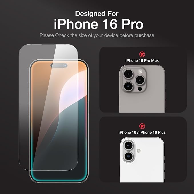AMAZINGthing for iPhone 17 [Titan Filter 7 - Full Glass] Screen Protector, 9H Tempered Glass, Full Coverage, Case‑Friendly, Oleophobic, Alignement Frame, 2 Pack (Blue Light, iPhone 16 Pro)