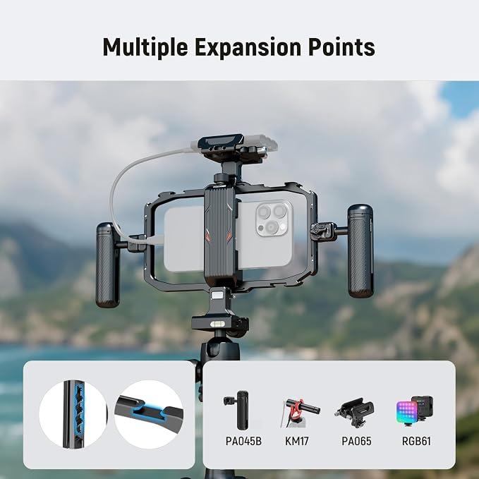 NEEWER Universal Phone Cage, Smartphone Video Rig with Quick Release Mounts Cold Shoes for Videomaker Filmmaking TikTok Vlogging Phone Video Stabilizer Holder Compatible with iPhone Samsung, PA039