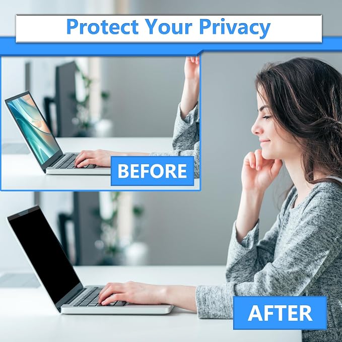 ZOEGAA Magnetic Laptop Privacy Screen 15.6 Inch 16:10, for HP Dell Acer Asus Samsung Lenovo Thinkpad, Removable Privacy Screen Laptop, Anti Spy, Anti Glare, Blue Ray Reduction