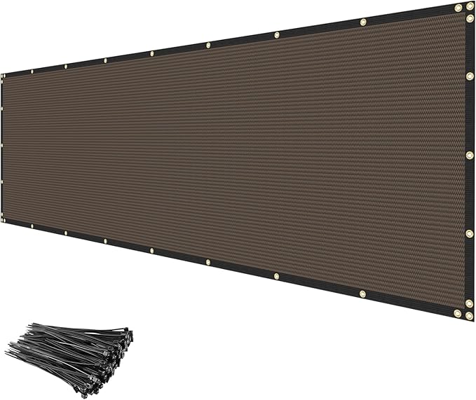 Privacy Fence Screen 6' x 53' Fencing Cover Heavy Duty Mesh Windscreen Cloth for Outdoor Garden Patio Backyard Chain Link Fence Brown