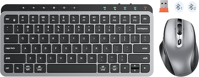 MEETION Wireless Bluetooth Keyboard and Mouse Combo, Rechargeable Slim Wireless Keyboard and Mouse, 3 Multi-Device Connection, Low-Profile Compact Keyboard, for PC Laptop Tablet iPad, Windows/Mac/iOS