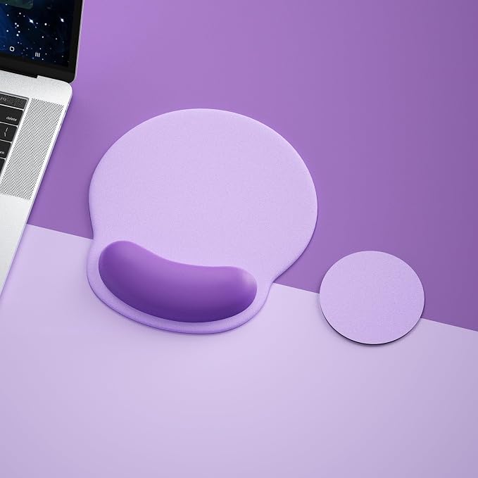 Ergonomic Mouse Pad with Wrist Rest,Mousepad with Wrist Support - Cute Gel Portable Mouse Pads for Desk Laptop,Computer,Office & Home Decor-(Purple)