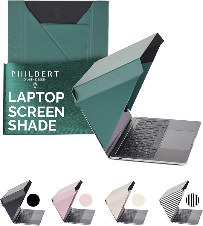 4-in-1 Laptop Screen Shade – Original Slim Hood – Sun, Privacy, Heat & Contrast Protection, Lightweight & Travel-Friendly, Fits 15–16” MacBook & PC, Patented, Green