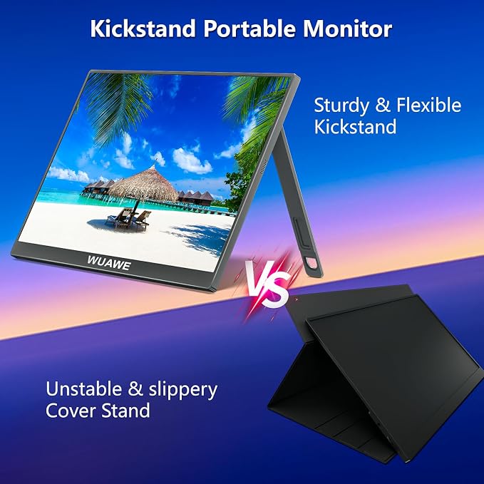 WUAWE 16" Portable Monitor for Laptop, 1920x1200P Plug&Play USB-C HDMI, IPS HDR Freesync Gaming Monitor, External Monitor for PC Mac Phone PS5 Switch(Silver)