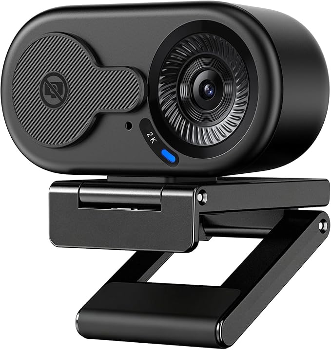 EMEET C100 2K Webcam for PC, Fixed Focus, 56.4° FOV, Built-in Mic, Privacy Cover, Portable Metal Clip, Computer Camera for Home Office, Online Learning, Meetings, Streaming, Desktop, Laptop, PC USB-A