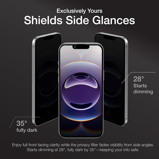 AMAZINGthing for iPhone 16e [Titan - Privacy] Screen Protector, Anti Spy, 9H Tempered Glass, Built-in Dust Filter Full Coverage, Case‑Friendly, Oleophobic, Bubble‑Free Application, 2 Pack