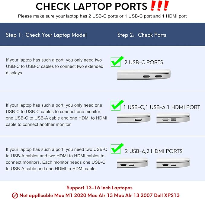 P2 Triple Portable Monitor for Laptop Screen Extender 12 Inch Dual Monitors Extender FHD 1080P IPS Display Type-C/HDMI/USB-A/Speakers for 13-16 Inch Notebook Computer Windows Mac Phone