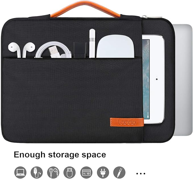 Lacdo 360° Protective 16 Inch Laptop Sleeve Case for 16 Inch HP Lenovo ASUS Acer Dell Laptop/HP Pavilion Envy/Lenovo ThinkPad IdeaPad/Acer Swift/ASUS Vivobook/Dell Computer Bag, Black