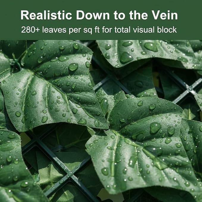 Faux Ivy Privacy Fence Screen Outdoor Expandable Artificial Greenery Roll Fake Hedge Wall Patio Green Plastic Leaf Plant Vine Grass Panels Gate Covering for Garden Yard Balcony (240 X 40 in)