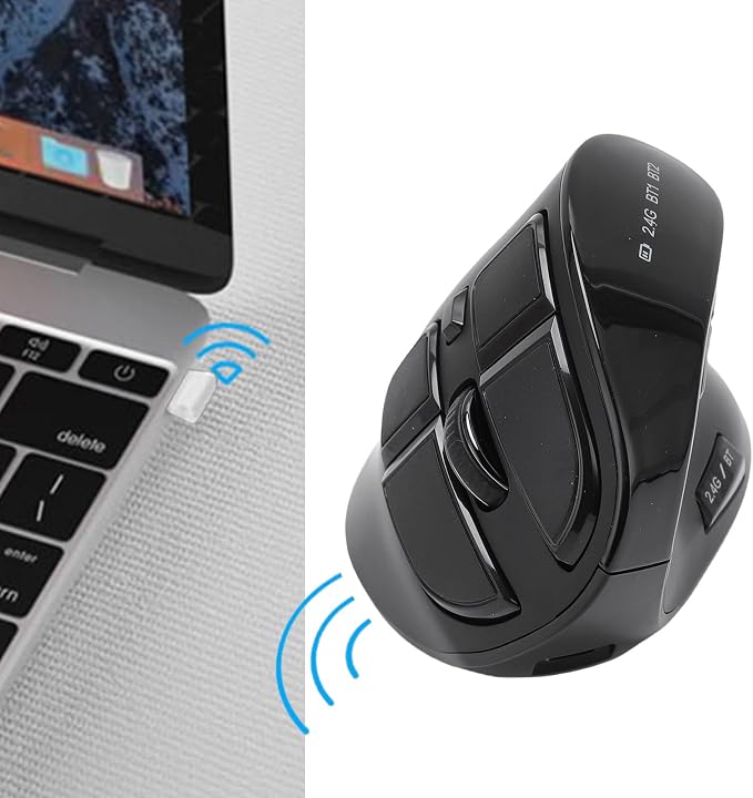 Zopsc Ergonomic Mouse, Bluetooth 2.4G Double Mode DPI 1000 1600 2400 Ergonomic Vertical Mouse with Silent Click for Laptop PC Desktop