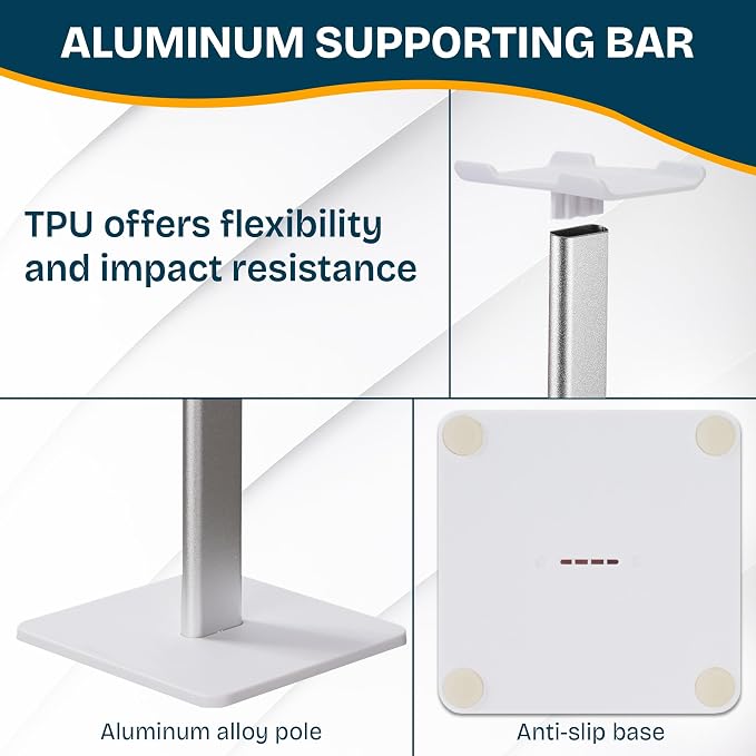 Headphone Stand for Desk - U Shaped Universal Headset Holder with Flexible Headrest, Sturdy Gaming Headphone Holder for Desk, Anti-Slip Base Headset Stand, Compatible with Most Headphones (White)