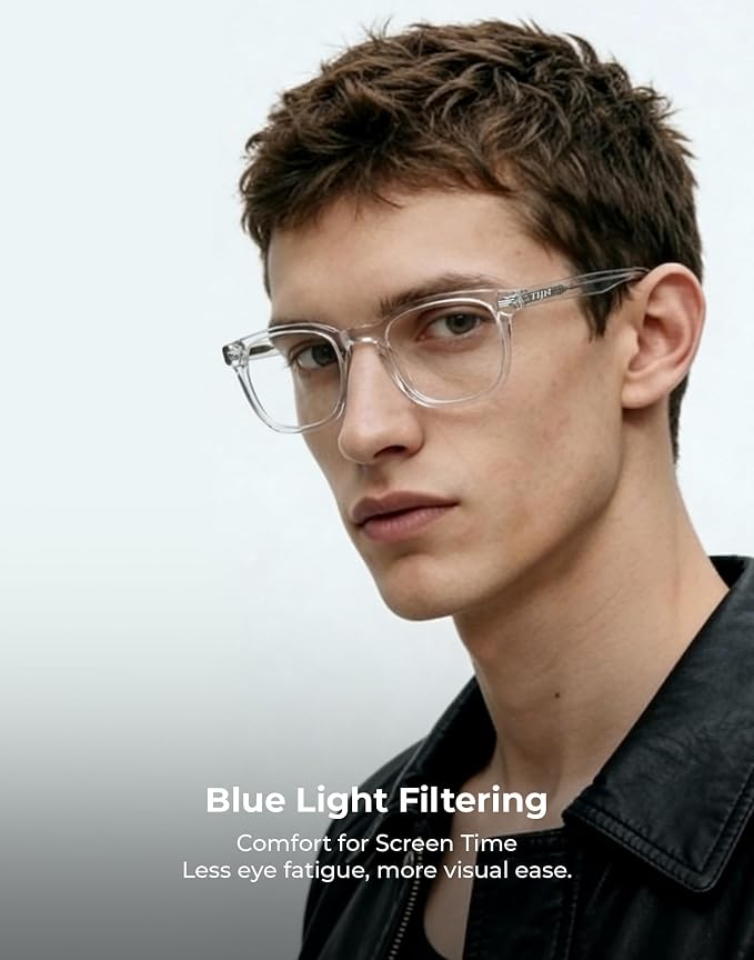 TIJN Premuim Blue Light Blocking Glasses for Women Men Square Frame Nerd Eyeglasses Anti Blue Ray Computer Screen Glasses