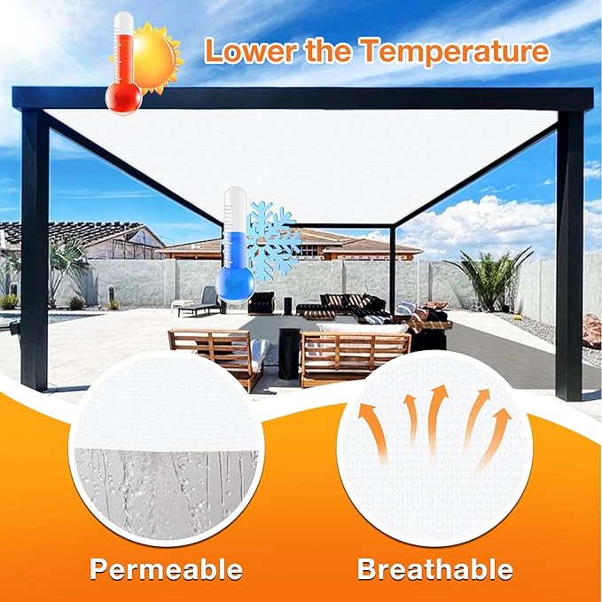 Artpuch Outdoor Pergola Shade Cover 4' X 11' Sun Shade Cloth with Grommets, 90% UV Protection Canopy Patio Privacy Screen (Customized Available) GN107, White
