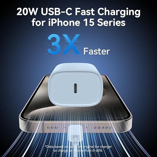Phone 17 16 15 Charger Fast Charging Type C Chargers USB C Fast Charger Block & Phones 17 Charger Cord 6.6FT Long USB C Charging Cable for i.Phone 17/17 Pro/17 Pro Max/Air/Phone 16 15 Pro Max,Blue