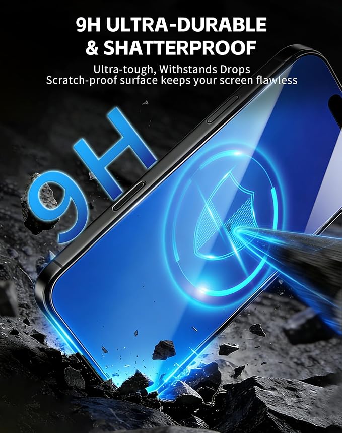 2 Pack for iPhone 15 Pro Max Privacy Screen Protector [6.7 inch] Anti-Spy Private Tempered Glass Film Accessories Anti-Blue Light 9H Hardness No-Bubble Full Coverage Easy Installation
