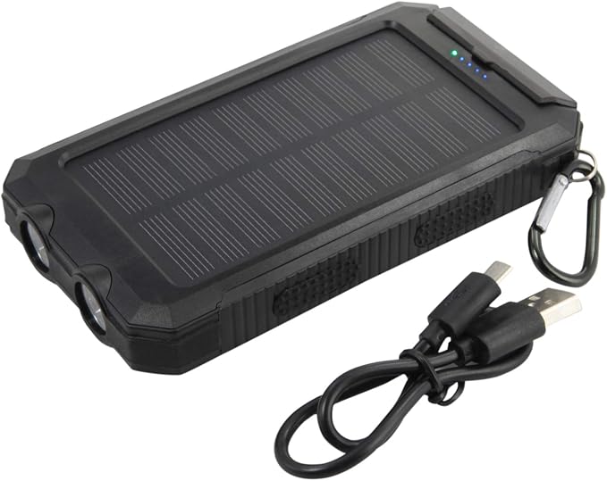 BoxWave Power Bank Compatible with Amazon Fire HD 8 (7th Gen 2017) - Solar Rejuva PowerPack (10000mAh), Solar Powered Backup Power Bank 10000mAh - Jet Black