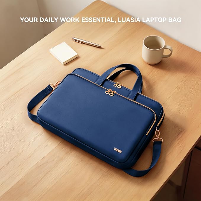 Laptop Case Bag Women Men Computer Sleeve Compatible with MacBook/Dell/HP/Acer/ASUS, Waterproof Shoulder Carrying Briefcase, Blue, 14-14.5 Inch