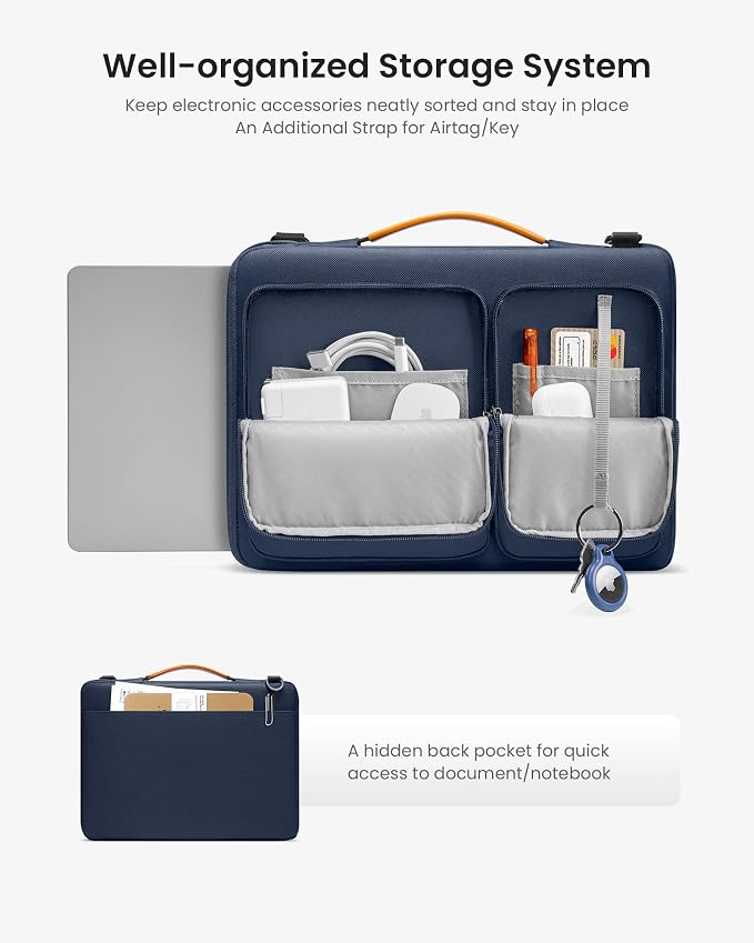 tomtoc 360 Protective Laptop Shoulder Bag for 13 Inch 2026 MacBook Air M5/A3449 M4/A3240, M3/A3113, 2024-2019, MacBook Neo A18 Pro, 13-in Surface Pro 11th AI/10, Water-Resistant Accessory Case